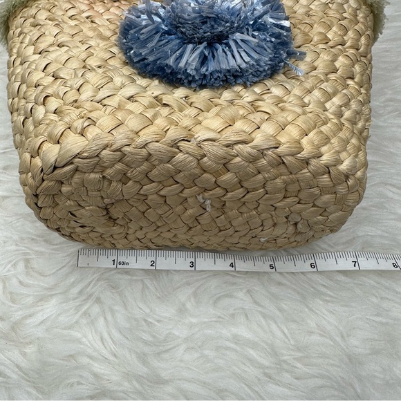 MILLY Pom-Pom Small Straw Tote Bag - Picture 8 of 11